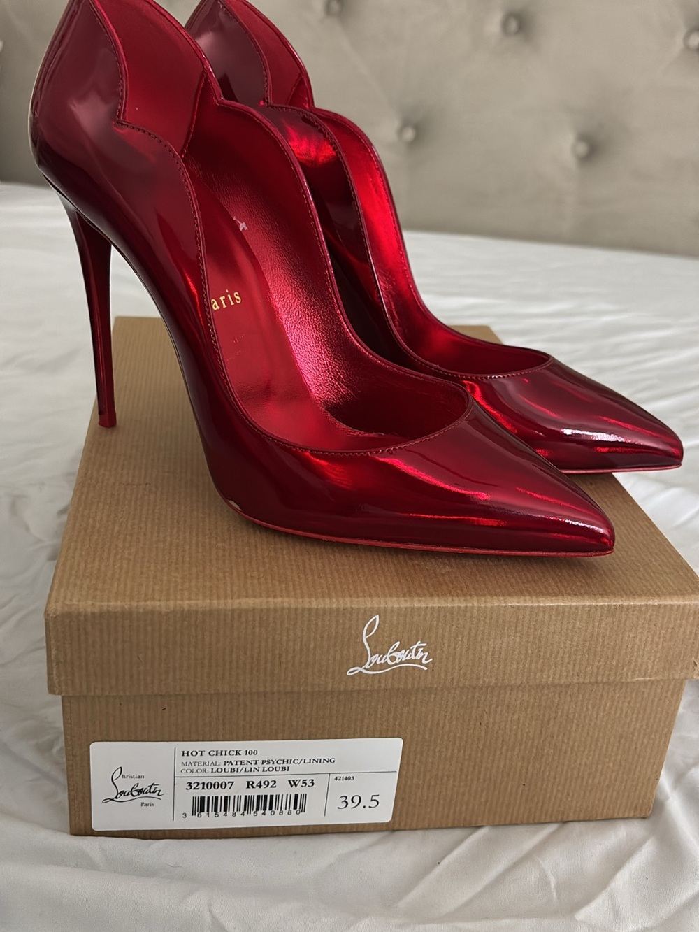 Christian Louboutin Metallic Red Patent Pointed-Toe Stilettos